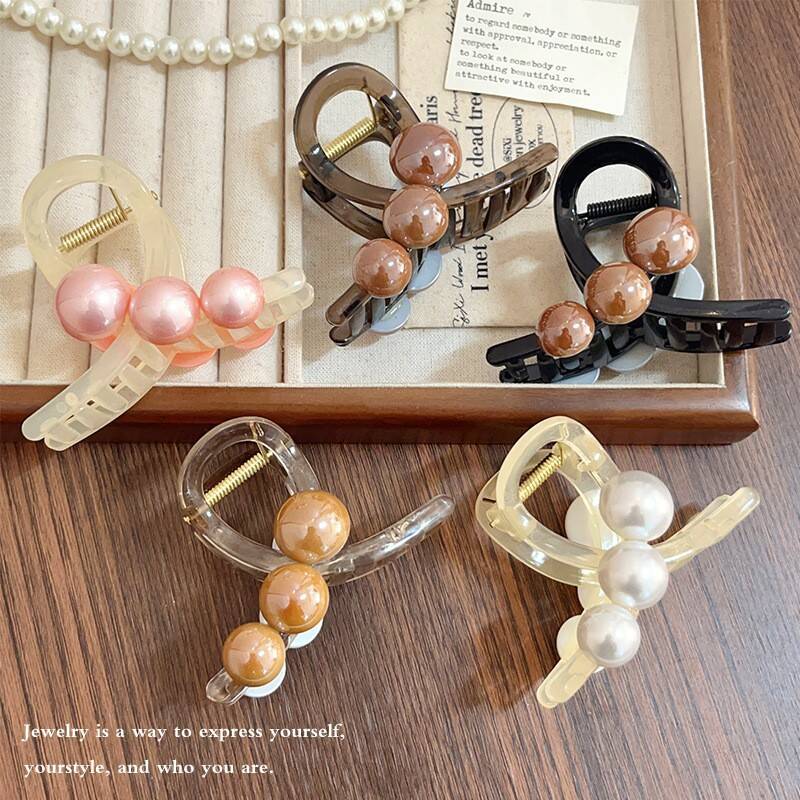 Korean Pearl Cross Hair Claws  - Hair Claw Clip Set ulasan dan harga