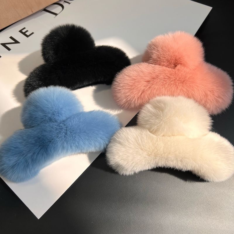 Winter Faux Fur Hair Claw Rabb - Hair Claw Clip Set ulasan dan harga