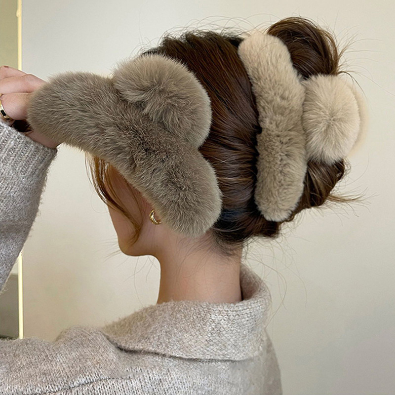 Winter Faux Fur Hair Claw Rabb - Hair Claw Clip Set ulasan dan harga
