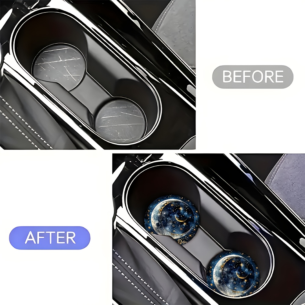 2pcs Starry Night Moon Car Cup - Women Accessories Holder ulasan dan harga