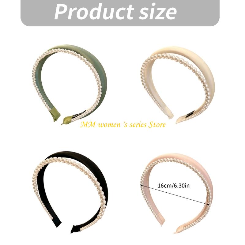 Q39C Pearls Trim Hair Headband - Women Accessories Description ulasan dan harga