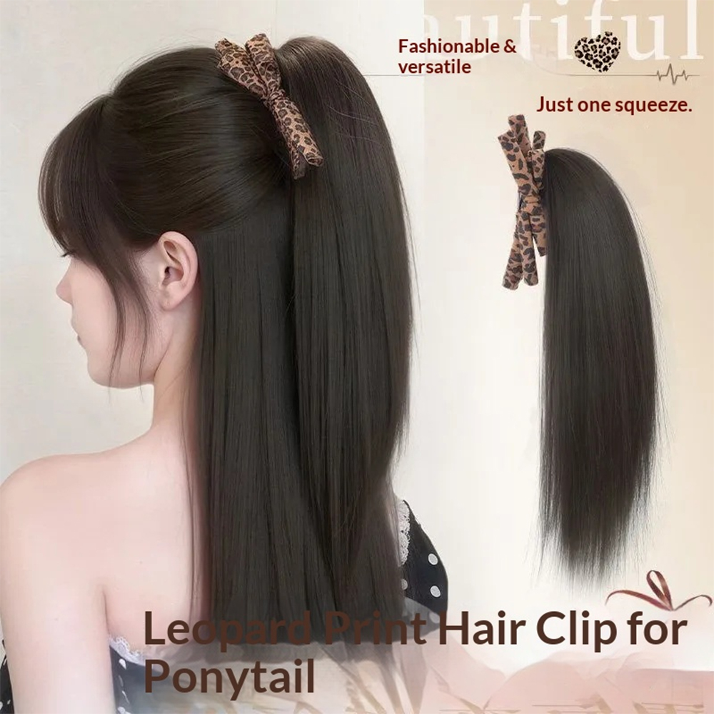 Leopard Print Bow Fountain Cla - Hair Claw Clip Set ulasan dan harga